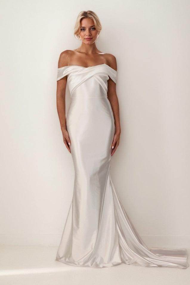 Mermaid Court Train Elastic Silk like Satin Wedding Dress CW3448 - COCOMELODY